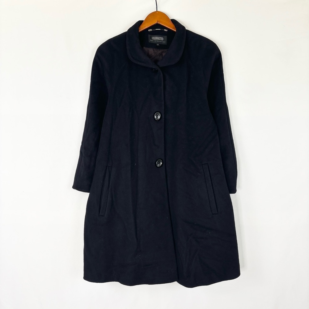 Vintage Pierrette Wool Cashmere Overcoat‎ Black Size 4 Switzerland Cozy